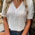 Elegant women's blouse lace light for summer