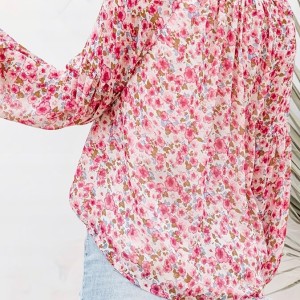 Ethereal blouse in boho style classic cut flowers