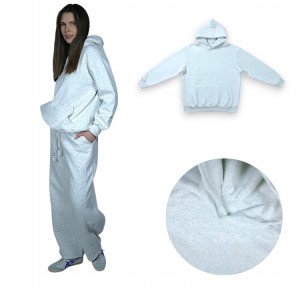 Women's Sweatshirt with Hood Grey Melange Cotton
