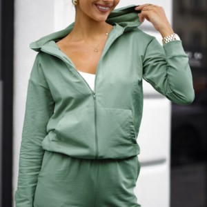 TRACKSUIT SET TROUSERS HOODIE WITH ZIP KANGAROO Polish TRACKSUIT S