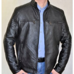 Men's Spring Leather Jacket Black Mat M Faux Leather