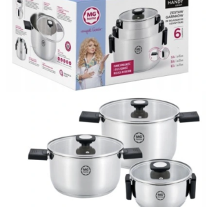 SET OF POTS MG MAGDA GESSLER INOX STEEL FOLDING HANDLES INDUCTION