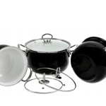 SET OF ENAMEL POTS MAGDA GESSLER MG HOME 6 ELEMENTS INDUCTION GAS