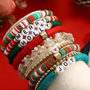 13pcs Boho Brown Gold Beaded Stretch Bracelets for Women