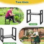 Garden Kneeling Stool Foldable, 2-in-1 Portable Kneeler and Seat with 12.6" Extra Wide Thickened Cushion