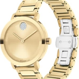 Movado Bold Women's Gold-Plated Crystal-Set Watch - Swiss Quartz Movement