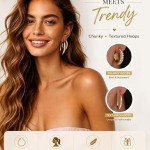 18 Pairs Gold Hoop Earrings for Women, Chunky Statement Hoops Set