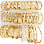 18 Pairs Gold Hoop Earrings for Women, Chunky Statement Hoops Set