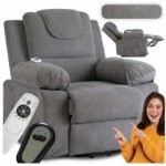 Massage Chair Reclining with Lifting Stand Up For Senior Grey FENIX