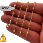 BEAUTIFUL GOLD WOMEN'S CHAIN WITH BEADS SILVER 925 GOLD PLATED ADJUSTABLE