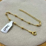 BEAUTIFUL GOLD WOMEN'S CHAIN WITH BEADS SILVER 925 GOLD PLATED ADJUSTABLE