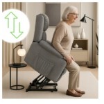 Massage Chair Reclining with Lifting Stand Up For Senior Grey FENIX
