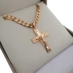 GOLD CHAIN MEN'S ARMOR+CROSS 18K 55CM
