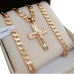 GOLD CHAIN MEN'S ARMOR+CROSS 18K 55CM
