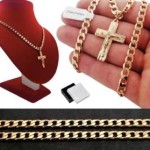 GOLD CHAIN MEN'S ARMOR+CROSS 18K 55CM