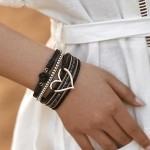Fesciory Leather Wrap Bracelet for Women, Boho Western Layered Cuff Jewelry