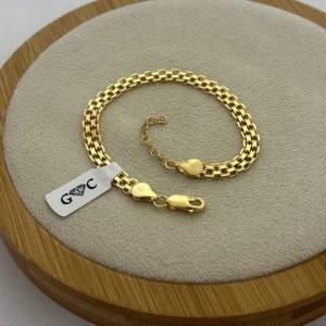 GOLD WOMEN'S BRACELET THICK WIDE SILVER 925 WEAVE BISMARK + ADJUSTMENT