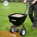 100LBS Push Broadcast Spreader, 12FT Spreading Width, 13in All-Terrain Wheels, Adjustable Flow Control