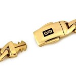 Men's gold bracelet 585 weave armor wide 9.3 mm 22 cm 12.94g