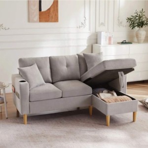 Modern L-Shaped 3-seat sofa with reclining seat Grey that nobody