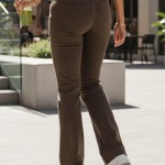 Women's High Waist Jeans Wide Leg Brown UY2969 - 38