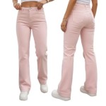 Women's high waist jeans wide leg pink - 38