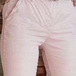 Women's slim fit trousers with belt pink UY2630 - L