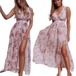 Chiffon flower dress with airy lining with slit