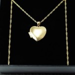 GOLD NECKLACE OPENING HEART BOX FOR PHOTO 925/585 14K + BEAR WITH ROSES