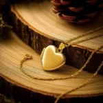 GOLD NECKLACE OPENING HEART BOX FOR PHOTO 925/585 14K + BEAR WITH ROSES