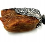 HUGE PENDANT BALTIC AMBER SILVER 489G CERTIFICATE