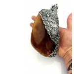 HUGE PENDANT BALTIC AMBER SILVER 489G CERTIFICATE