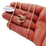 GOLD NECKLACE HEART CHAIN+PENDANT GIFT