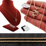 GOLD NECKLACE HEART CHAIN+PENDANT GIFT