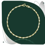 BEAUTIFUL Gold Bracelet double oval rolo 585 For woman Gift 19 cm