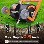 Rolling Lawn Aerator, Non-Clogging Hollow Tine Aerator for Compacted Soil