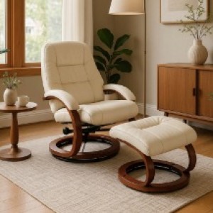 Massage Chair With Footrest Recreational With Massage Comfortable Beige CANO