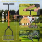 Lawn Aerator Tool with Dual-Layer Self-Cleaning Spikes, 15 Spike Heavy Duty Manual Lawn Aerator for Compact Soil
