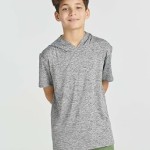 3 Pack Boys' Dry Fit Short Sleeve Hoodie Athletic Hooded Sweatshirt Youth
