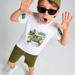 Boys Summer Clothes Graphic Short-Sleeved T-Shirt & Shorts Set 2 Piece Toddler Kid Outfit Size 5-10