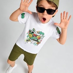 Boys Summer Clothes Graphic Short-Sleeved T-Shirt & Shorts Set 2 Piece Toddler Kid Outfit Size 5-10