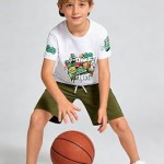 Boys Summer Clothes Graphic Short-Sleeved T-Shirt & Shorts Set 2 Piece Toddler Kid Outfit Size 5-10