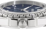 Versace Greca Reaction Collection Luxury Womens Watch Timepieces with a Blue Strap and Dial Featuring a Stainless Steel Case