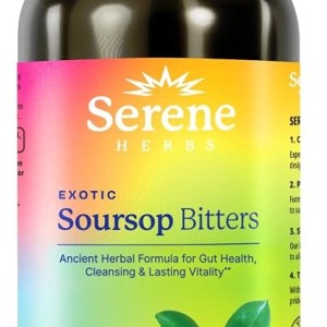 Serene Herbs Soursop Bitters Liquid with Soursop Leaves for Gut Cleanse, Detox & Immune Boost with Black Seed, Moringa, Irish Moss, Ashwaganda,