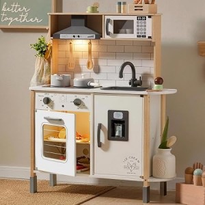 Tiny Land Play Kitchen for Kids – Real Lights, Sounds & Adjustable Height