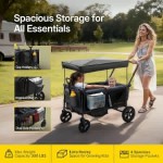 Stroller Wagon for Kids, One-Hand Adjustable Push/Pull Handle