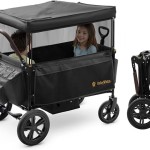 Stroller Wagon for Kids, One-Hand Adjustable Push/Pull Handle