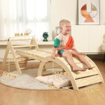 Pikler Triangle Set with Cushion, 7 in 1 Toddler Climbing Toys Indoor
