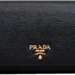 Prada Womens Black Vitello Move Leather Chain Wallet Crossbody 1MT290