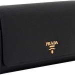 Prada Womens Black Vitello Move Leather Chain Wallet Crossbody 1MT290